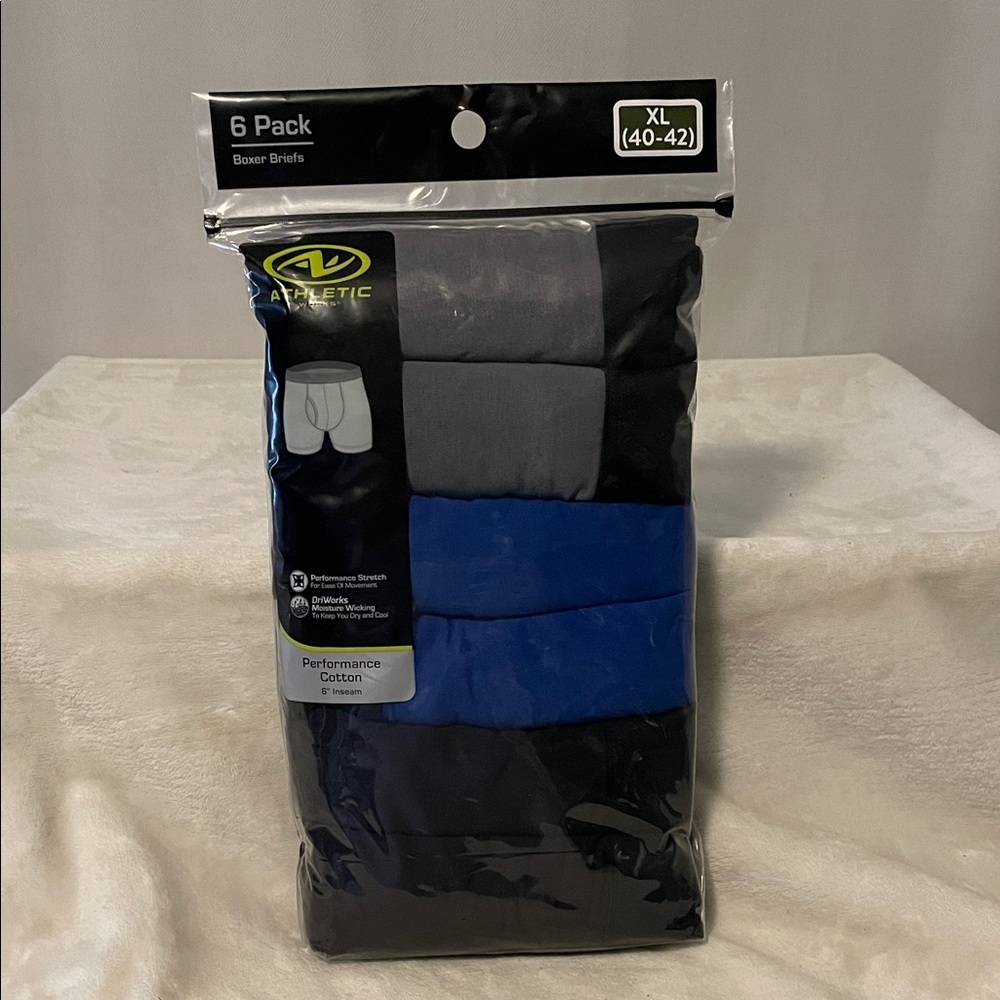 Athletic Works Boxer Briefs 6-Pack - Black, Gray, Blue